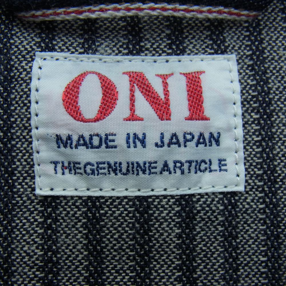 鬼デニム ONI-03501-HJS 針抜き ジャガード ストライプ デニム ジャケット サイズ40 インディゴブルー系【美品】【中古】