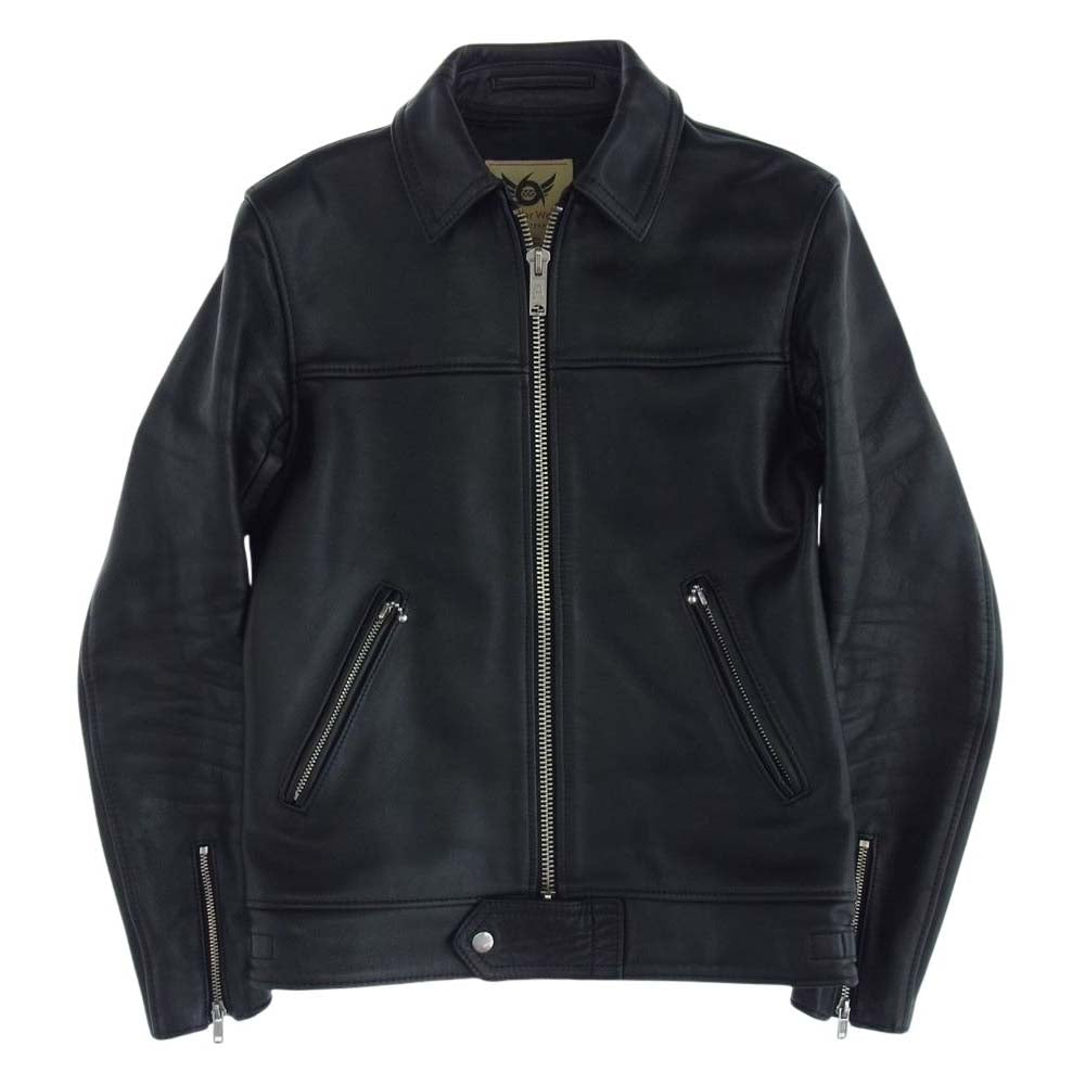 トリプルシックス LJM-9TF   IGHT FIT SINGLE LEATHER JACKET タイトフィット センタージップ シングル ライダース ジャケット ブラック系 34【中古】