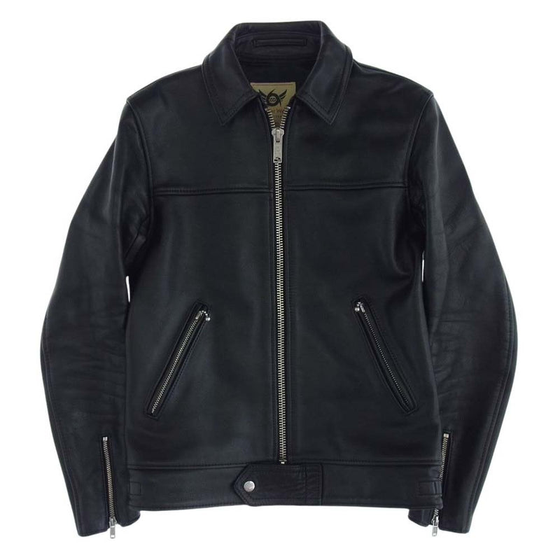 トリプルシックス LJM-9TF   IGHT FIT SINGLE LEATHER JACKET タイトフィット センタージップ シングル ライダース ジャケット ブラック系 34【中古】