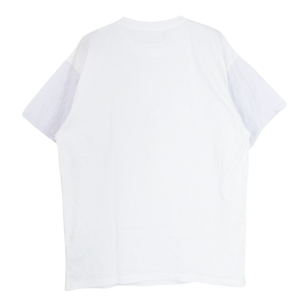 MAISON MARGIELA メゾンマルジェラ S52GC0082 MM6 ストライプ スリーブ切替 クルーネック 半袖 Tシャツ ホワイト系 S【中古】