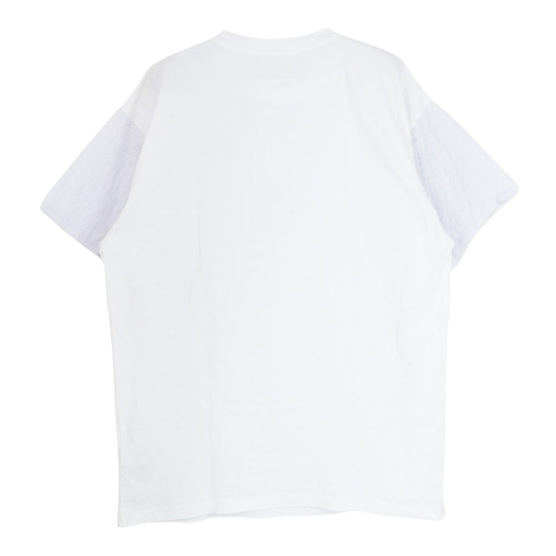 MAISON MARGIELA メゾンマルジェラ S52GC0082 MM6 ストライプ スリーブ切替 クルーネック 半袖 Tシャツ ホワイト系 S【中古】