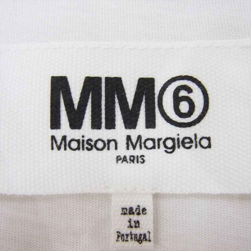 MAISON MARGIELA メゾンマルジェラ S52GC0082 MM6 ストライプ スリーブ切替 クルーネック 半袖 Tシャツ ホワイト系 S【中古】