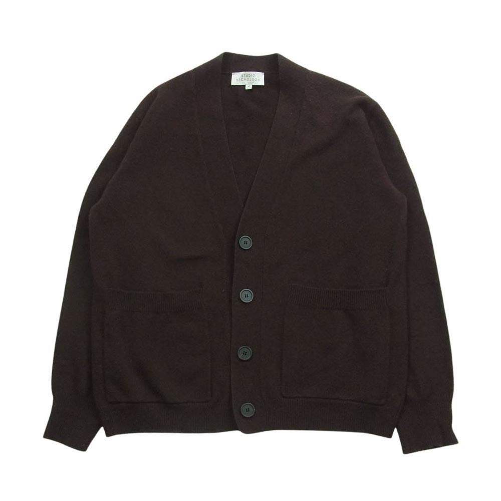 スタジオニコルソン SNM-773 AIRE ENGLISH LAMBSWOOL 7GG CARDIGAN イングリッシュ ラムウール カーディガン ダークブラウン系 M【中古】