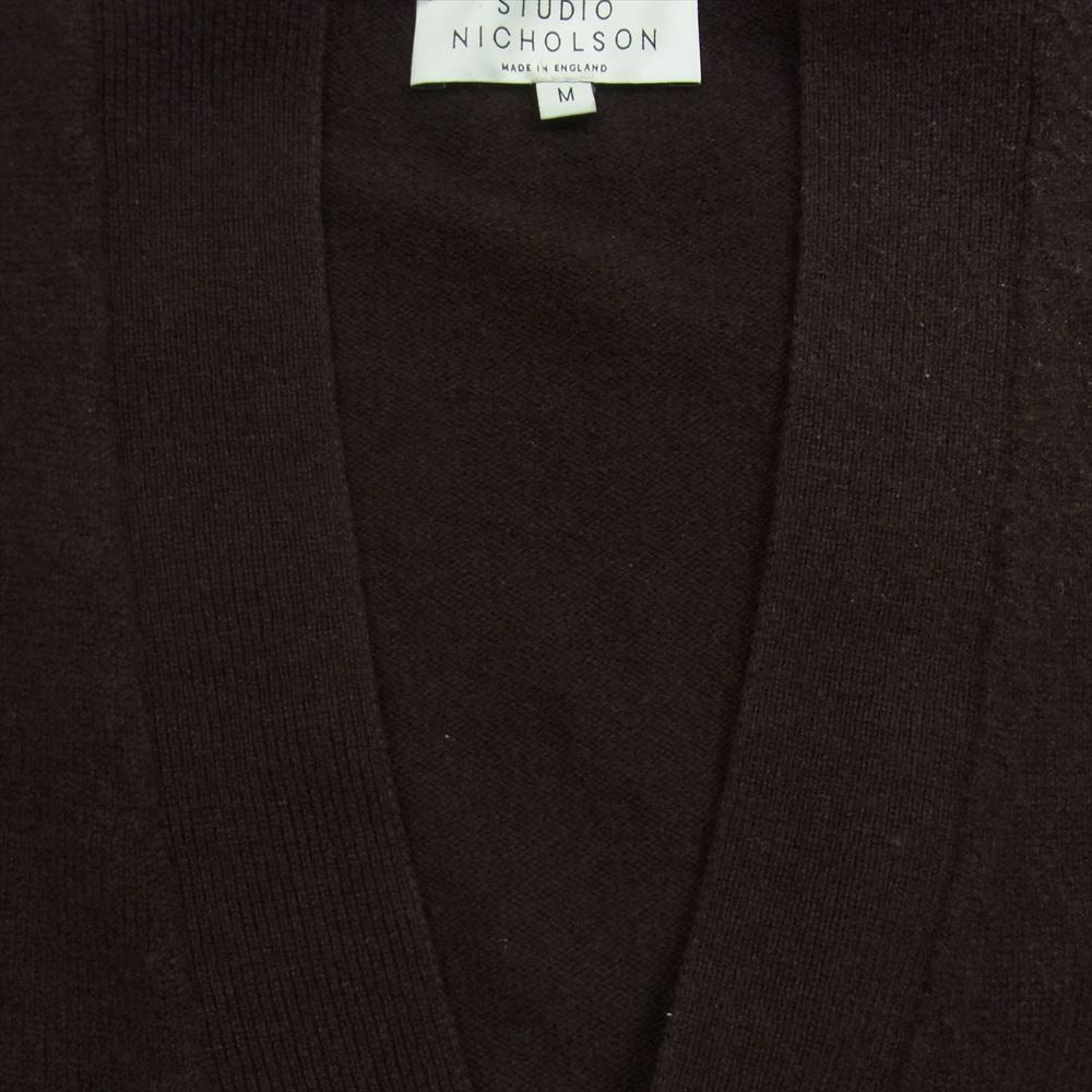 スタジオニコルソン SNM-773 AIRE ENGLISH LAMBSWOOL 7GG CARDIGAN イングリッシュ ラムウール カーディガン ダークブラウン系 M【中古】