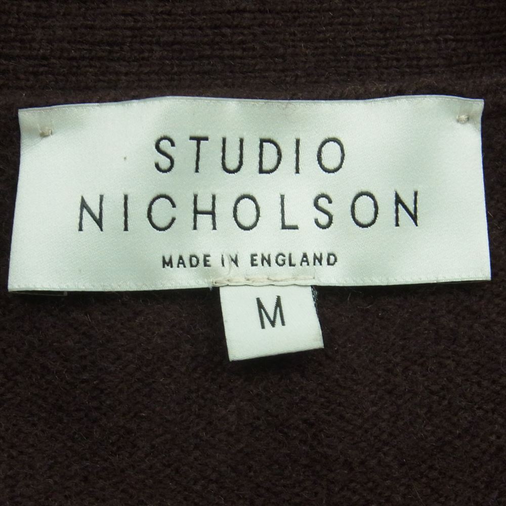スタジオニコルソン SNM-773 AIRE ENGLISH LAMBSWOOL 7GG CARDIGAN イングリッシュ ラムウール カーディガン ダークブラウン系 M【中古】