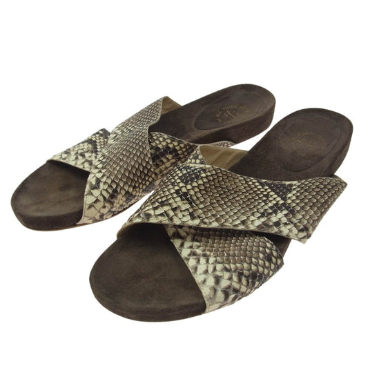 パイソン柄 サンダル ブラウン系 バイソン 38【中古】