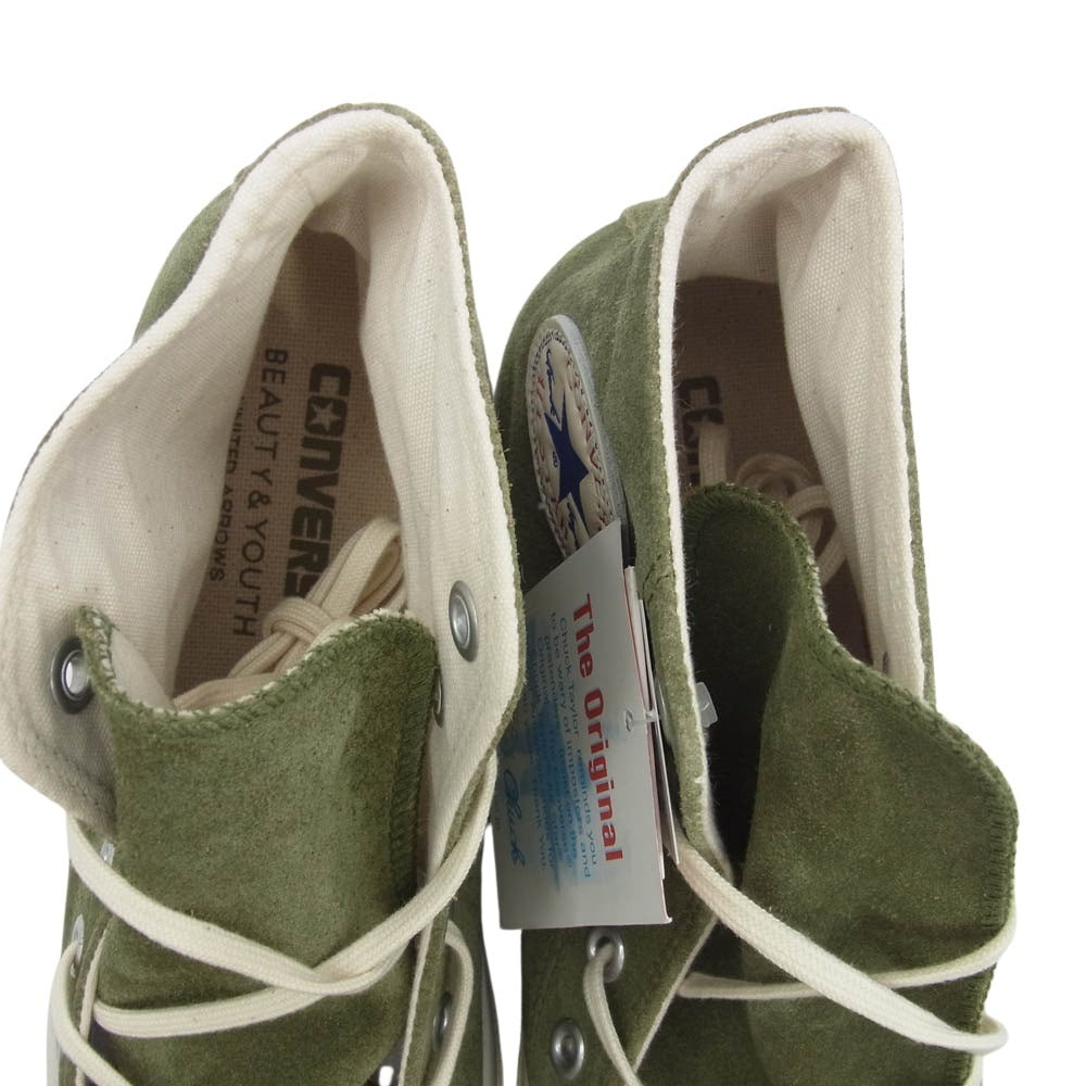 CONVERSE コンバース BEAUTY & YOUTH別注 ビューティーアンドユース オールスター スウェード スエード ハイカット スニーカー グリーン系 8【新古品】【未使用】【中古】