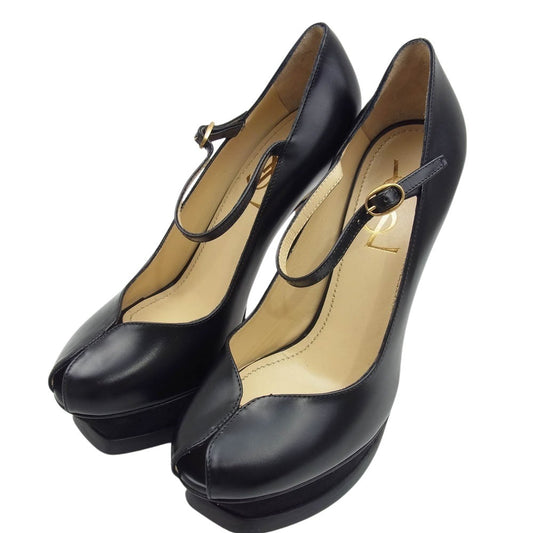 Yves Saint Laurent rive gauche イヴサンローランリヴゴーシュ YSL パンプス ハイヒール ピンヒール ベルト付き ブラック系 37【中古】
