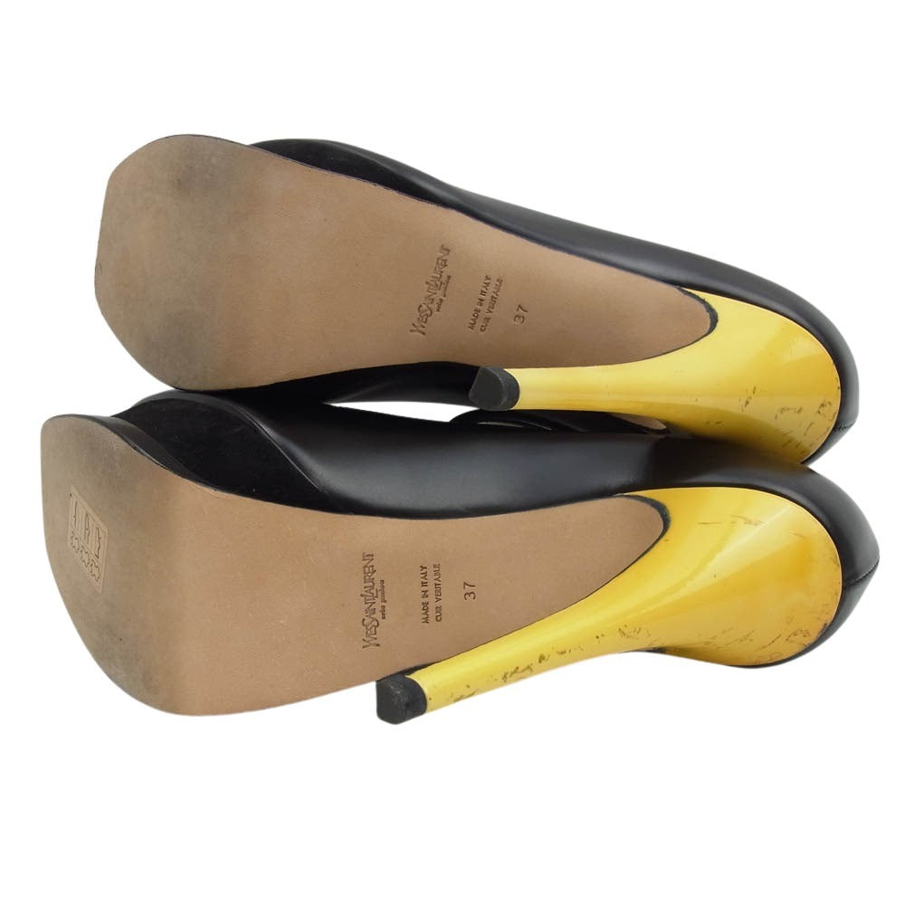 Yves Saint Laurent rive gauche イヴサンローランリヴゴーシュ YSL パンプス ハイヒール ピンヒール ベルト付き ブラック系 37【中古】