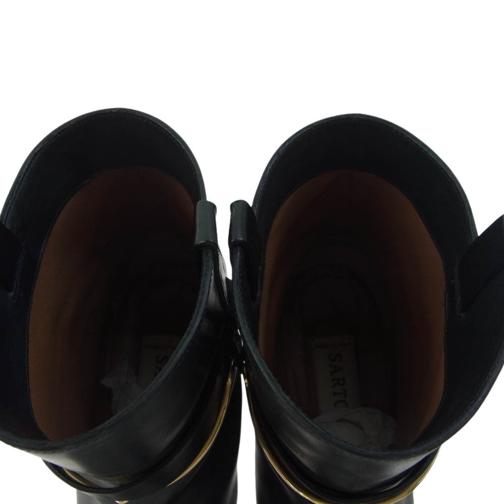 サルトル イタリア製 ビット ヒール ブーツ ブラック系 37【中古】