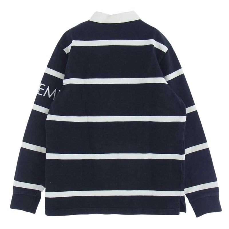 Supreme シュプリーム 16AW Striped Rugby ストライプ ラガー ラグビー シャツ ブラック系 ホワイト系 L【中古】