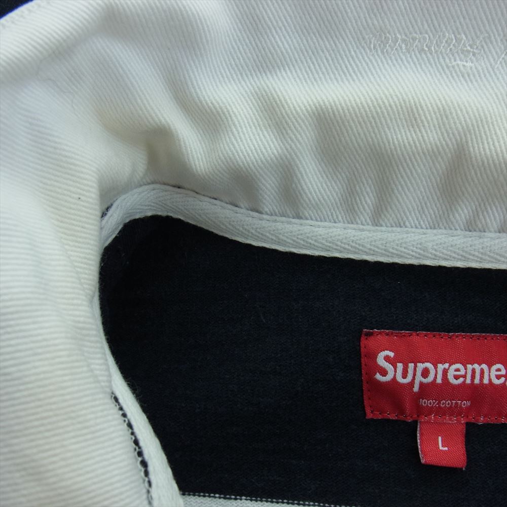 Supreme シュプリーム 16AW Striped Rugby ストライプ ラガー ラグビー シャツ ブラック系 ホワイト系 L【中古】