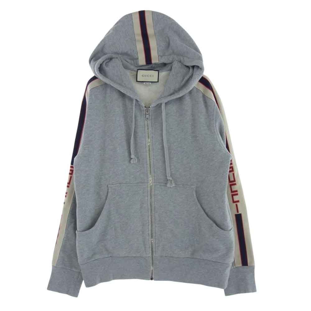 GUCCI グッチ 17AW Technical Zip up Sweatshirts テクニカル ロゴ フルジップ スウェット パーカー グレー系 XS【中古】