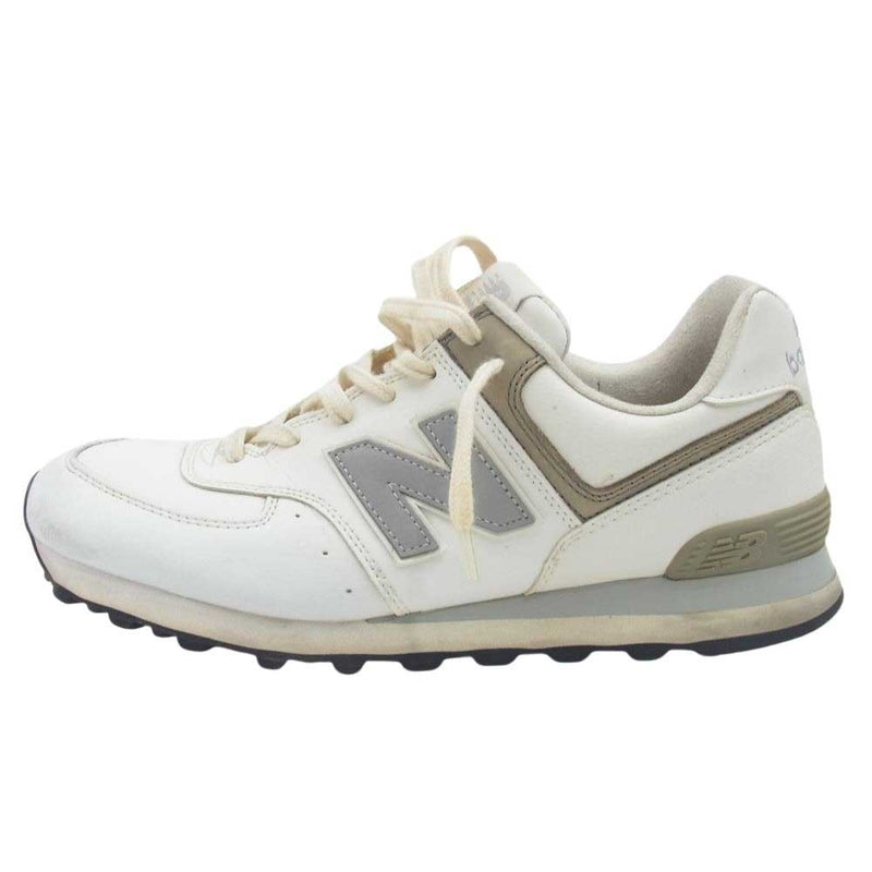 NEW BALANCE ニューバランス M574WTJ レザー ローカット スニーカー ホワイト ホワイト系 28cm【中古】