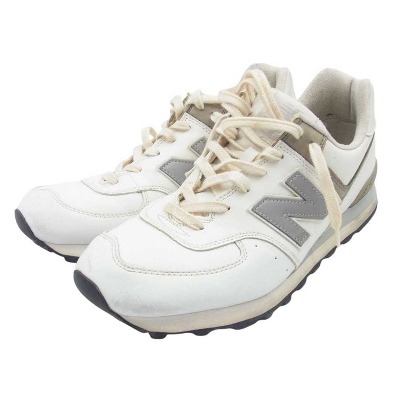 NEW BALANCE ニューバランス M574WTJ レザー ローカット スニーカー ホワイト ホワイト系 28cm【中古】