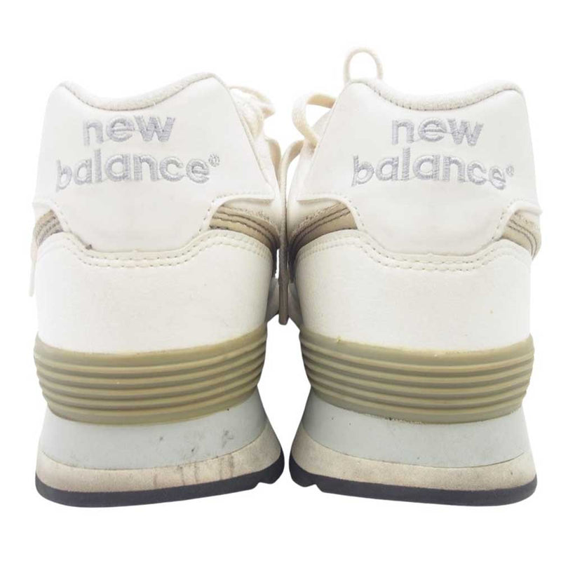 NEW BALANCE ニューバランス M574WTJ レザー ローカット スニーカー ホワイト ホワイト系 28cm【中古】