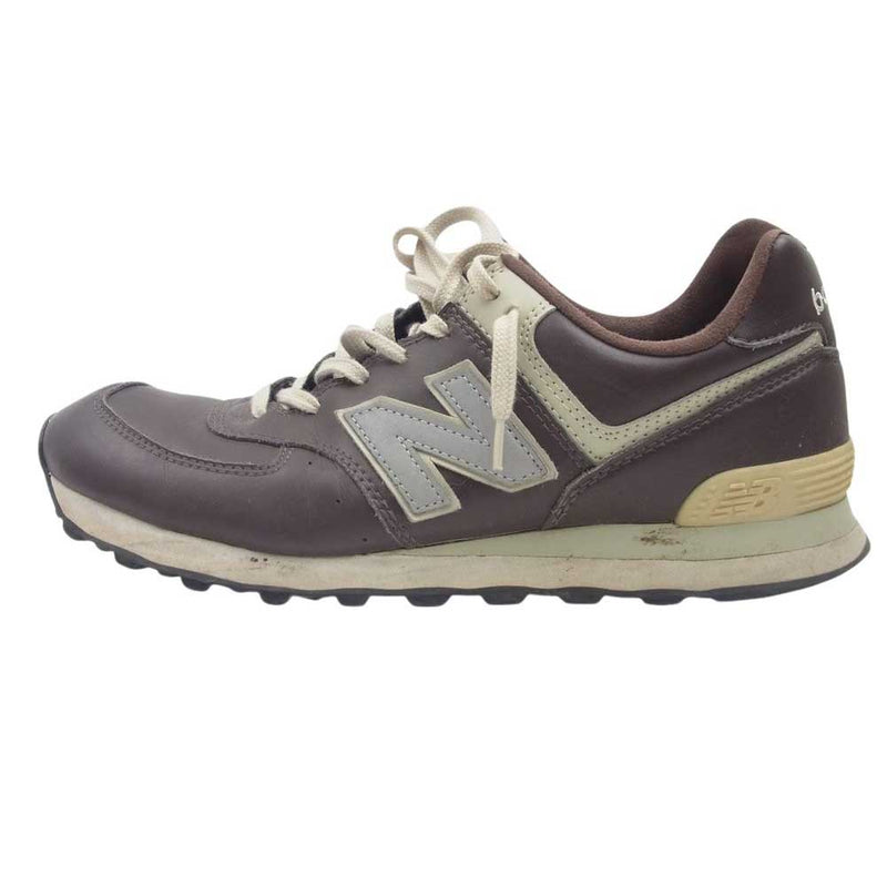 NEW BALANCE ニューバランス M574BRJ レザー ローカット スニーカー ブラウン ブラウン系 28cm【中古】