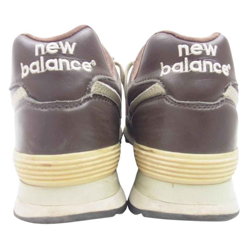 NEW BALANCE ニューバランス M574BRJ レザー ローカット スニーカー ブラウン ブラウン系 28cm【中古】