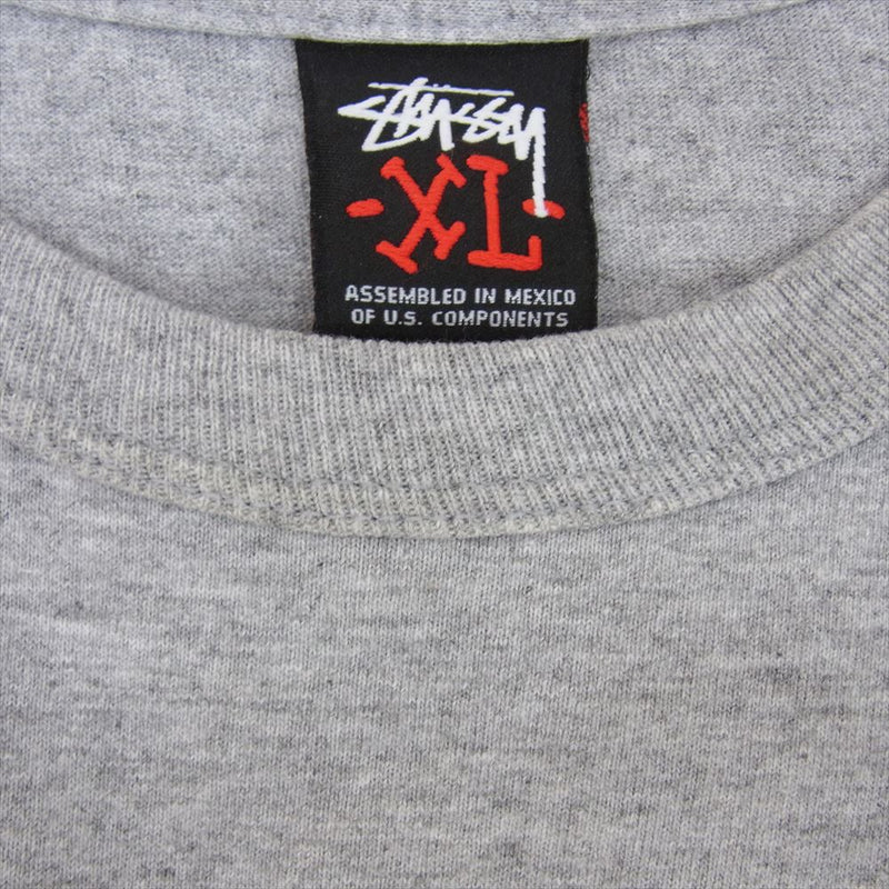 STUSSY ステューシー プリント コットン 丸首 クルーネック Tシャツ カットソー 長袖 グレー系 XL【中古】