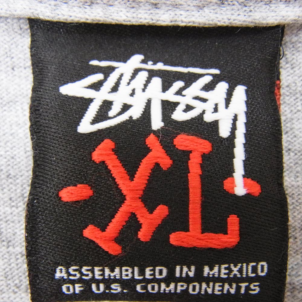 STUSSY ステューシー プリント コットン 丸首 クルーネック Tシャツ カットソー 長袖 グレー系 XL【中古】