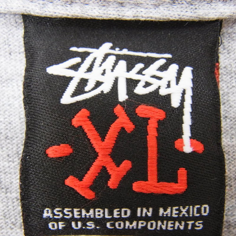 STUSSY ステューシー プリント コットン 丸首 クルーネック Tシャツ カットソー 長袖 グレー系 XL【中古】