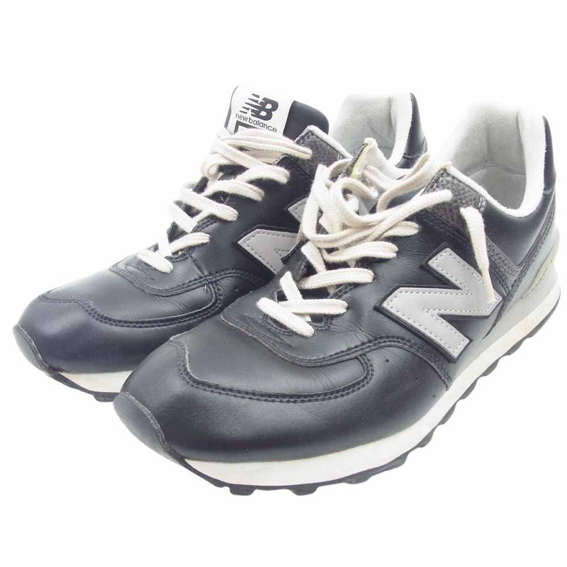 NEW BALANCE ニューバランス M574BKJ レザー ローカット スニーカー ブラック ブラック系 28cm【中古】