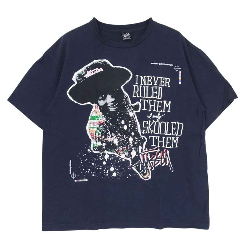 STUSSY ステューシー 00s WELL LETS THIS STRAIGHT TEE フォト プリント Tシャツ 半袖 ネイビー系 L【中古】