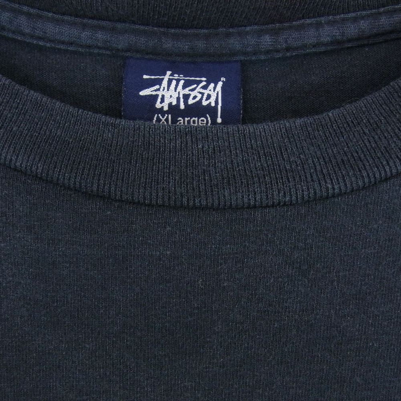 STUSSY ステューシー 90s OLD オールド キッズ フォト プリント Tシャツ 長袖 ネイビー系 L【中古】