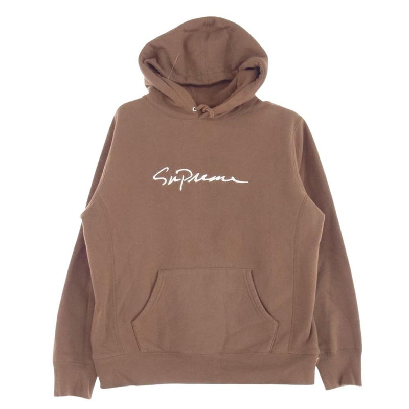 Supreme シュプリーム 18AW Classic Script Hooded Sweatshirt クラシック スクリプト フーデッド スウェットシャツ パーカー フーディー ブラウン系 M【中古】