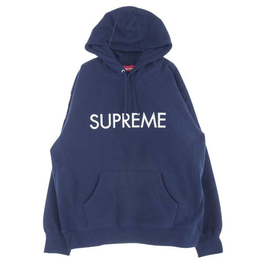 Supreme シュプリーム 22AW Capital Hooded Sweatshirt キャピタル フーデッド スウェット シャツ フーディー パーカー ネイビー系 L【中古】