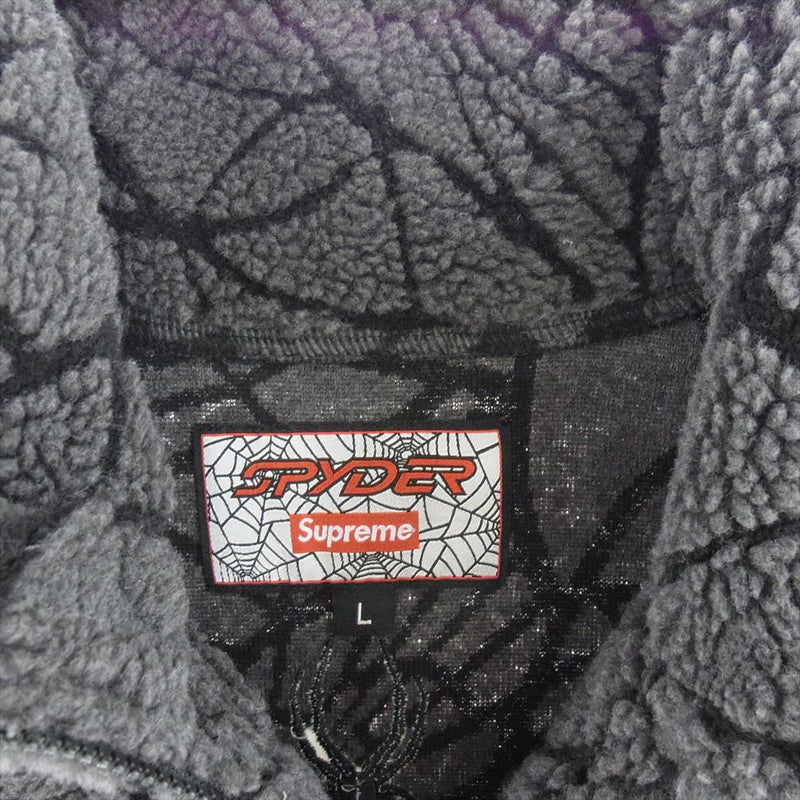 Supreme シュプリーム 22AW Spyder Web Polar Fleece Jacket スパイダー ウェブ ポーラー フリース ジャケット ブルゾン グレー系 L【美品】【中古】