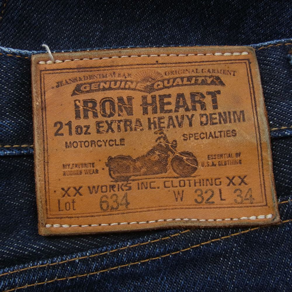 IRON HEART アイアンハート Lot 634 21ozレギュラー デニム ストレート パンツ ジーンズ インディゴブルー系 32【中古】