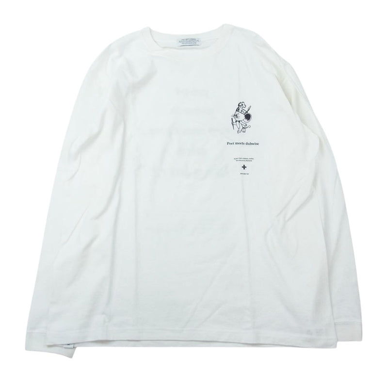 ポエトミーツダブワイズ ロゴ プリント 長袖 カットソー ロングスリーブ Tシャツ ロンT ホワイト系 XL【中古】