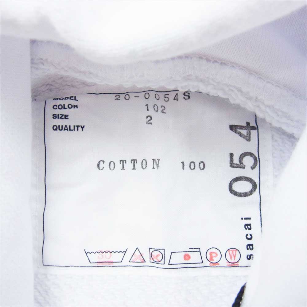 Sacai サカイ 20SS 20-0054S THE BIG LEBOWSKI HOODIE ビッグリボウスキ  スウェット パーカー ホワイト ホワイト系 2【中古】