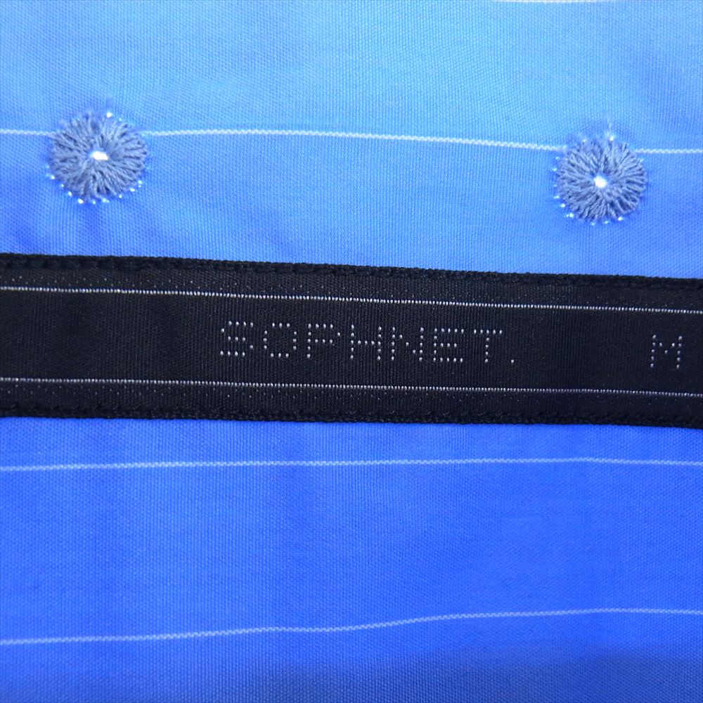 SOPHNET. ソフネット SOPH-242020 BAND COLLAR SHIRT バンドカラー ストライプ 長袖 シャツ ブルー系 M【中古】