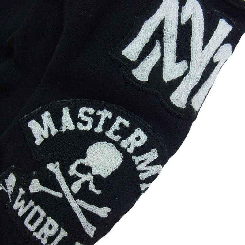 mastermind JAPAN マスターマインドジャパン × Mitchell&Nes WORLD PANTS ミッチェルアンドネス パッチワーク ロゴ スウェット ワールド パンツ ブラック系 M【中古】