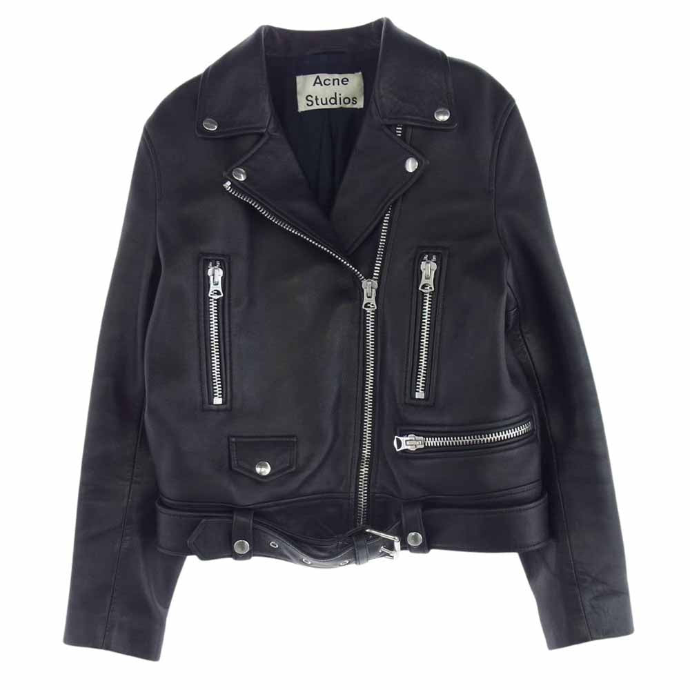 ACNE STUDIOS アクネストゥディオズ 1AZ166 61-18-0572-202 MOCK シープレザー ダブル ライダース ブラック系 38【中古】