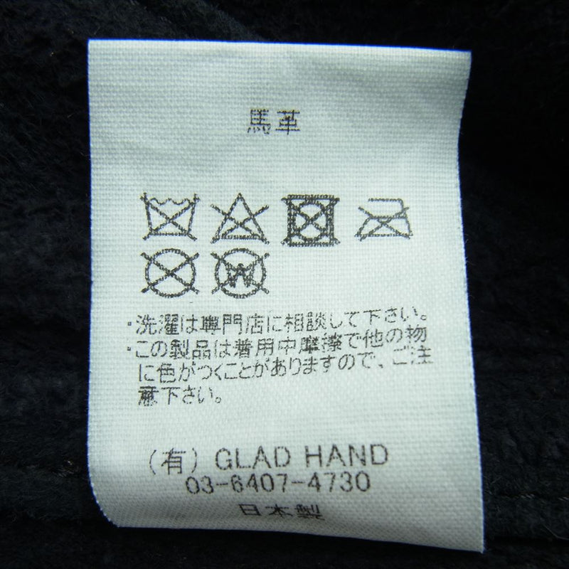 GLADHAND & Co. グラッドハンド 21AW BYGH-21-AW-01 HORSE HIDE ホースレザー ジップアップ ブルゾン レザージャケット ブラック系 M【中古】