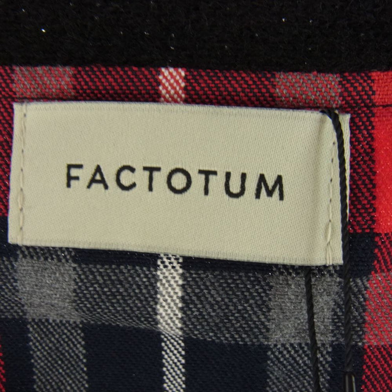 FACTOTUM ファクトタム ドッキング チェック 背面切替 ニット カーディガン  ブラック系 レッド系 46【美品】【中古】