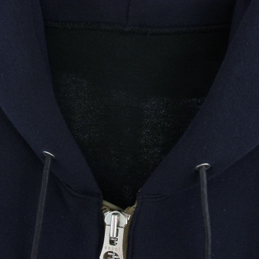 Sacai サカイ 24SS 24-03335M Sponge Sweat x Nylon Twill Hoodie スポンジスウェット ナイロンツイル 異素材切替 ジップアップ フーディー パーカー ネイビー系 2【中古】