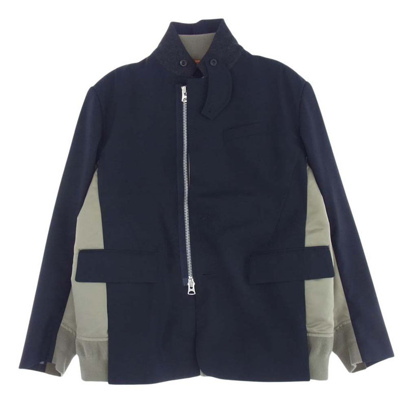 Sacai サカイ 23AW 23-03116M Suiting x Nylon Twill Jacket スーツナイロンツイル ハイブリッド 異素材切替 ブルゾン ジャケット ダークネイビー系 2【中古】