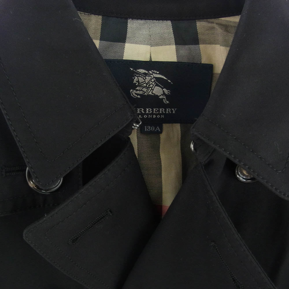 BURBERRY LONDON バーバリー ロンドン C4C01-100-09 日本製 トレンチコート ベルト付き キッズ 130 ブラック系 130A【中古】