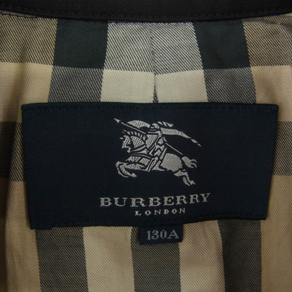 BURBERRY LONDON バーバリー ロンドン C4C01-100-09 日本製 トレンチコート ベルト付き キッズ 130 ブラック系 130A【中古】