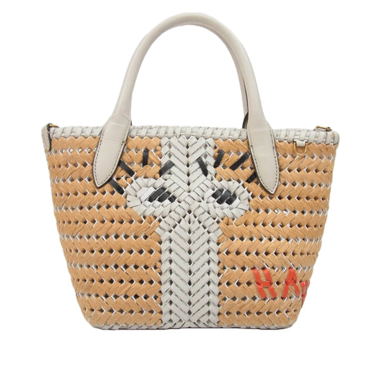 Anya Hindmarch アニヤ・ハインドマーチ ニーソン バスケット トート カゴバッグ ※ショルダーストラップ欠品 ブラウン系【中古】