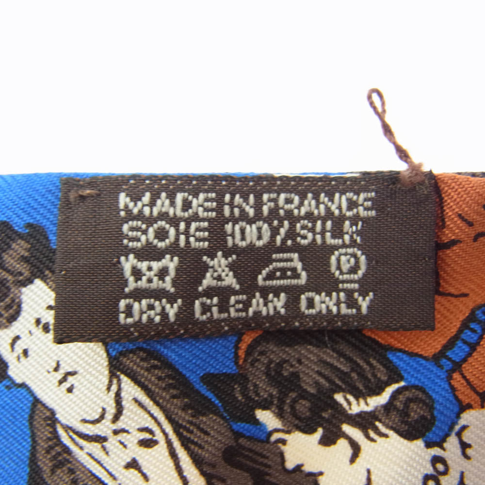 HERMES エルメス ツイリー タイスカーフ JEU DES OMNIBUS ET DAMES BLANCHES オムニバス 白い貴婦人のゲーム オレンジ系 ブルー系【中古】