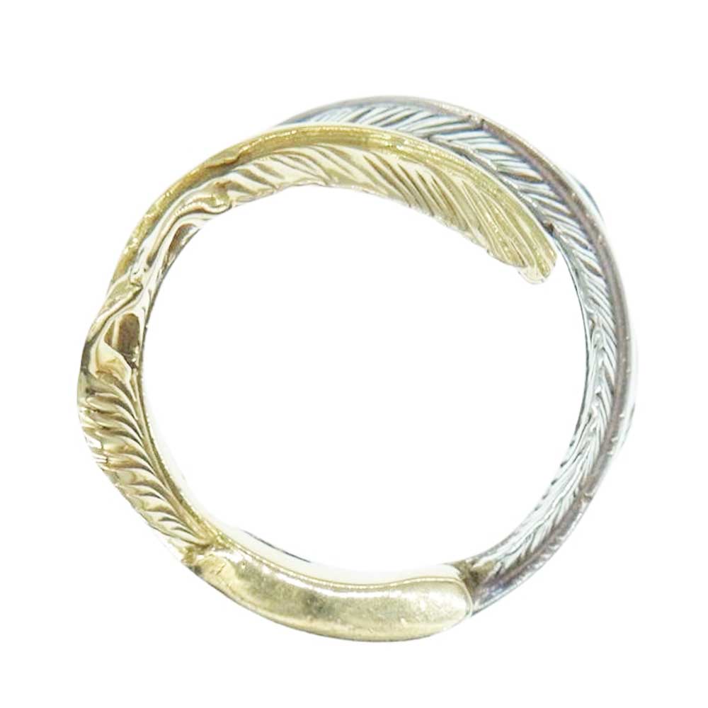 ARIZONA FREEDOM アリゾナフリーダム R-85f K18×SV925 ダブルフェザー リング ゴールド×シルバー 9号【中古】