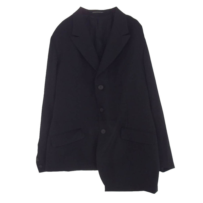 Yohji Yamamoto POUR HOMME ヨウジヤマモトプールオム 20AW HR-J28-100 PEAK LAPEL UNBALANCE JACKET ウールギャバジン ピークアンバランス ピークドラペル テーラードジャケット ブラック系 4【美品】【中古】