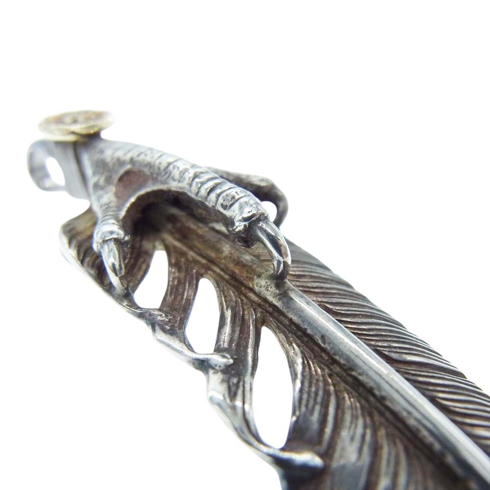 WINGROCK ウィングロック FC-2 K18 金メタル付き イーグルクロー 左向き フェザー L ネックレス ペンダント トップ シルバー系【中古】