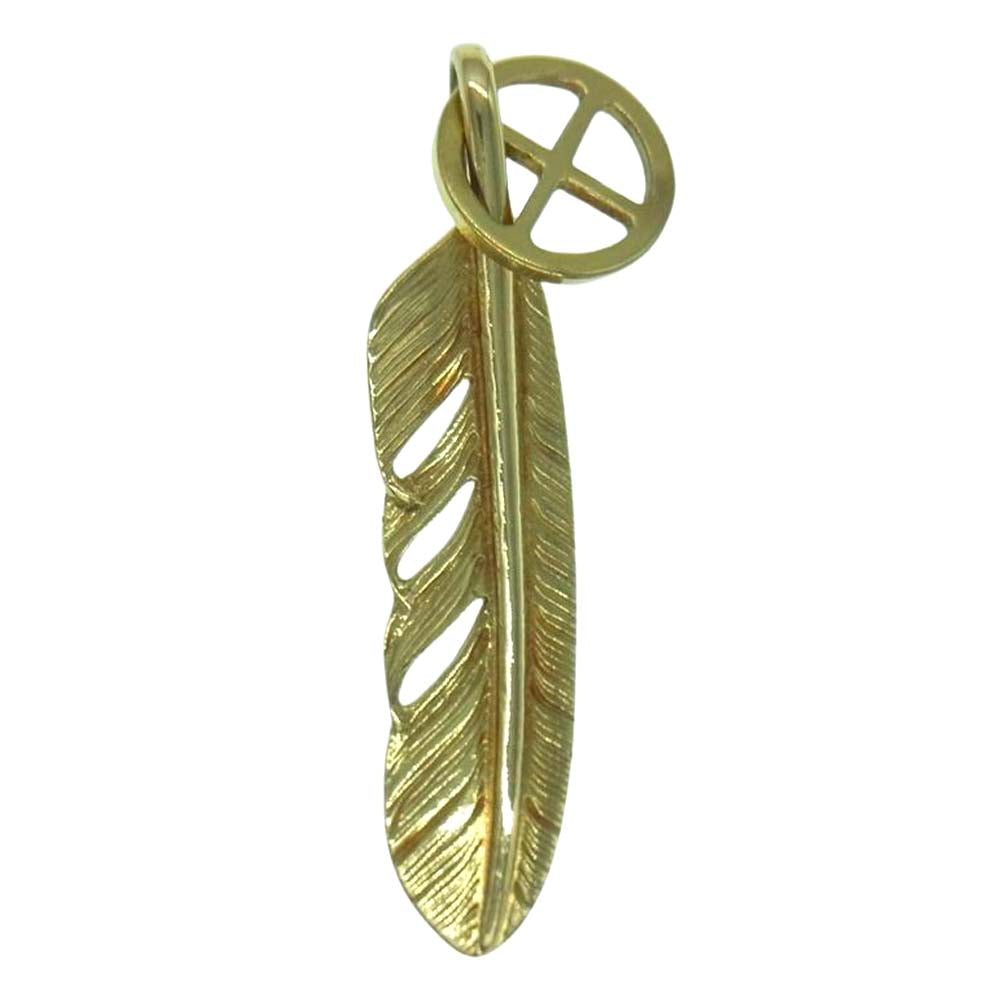 WINGROCK ウィングロック 全金 18K ホイール フェザー 左向き ネックレス ペンダント トップ ゴールド系【中古】