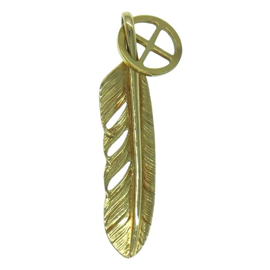 WINGROCK ウィングロック 全金 18K ホイール フェザー 左向き ネックレス ペンダント トップ ゴールド系【中古】